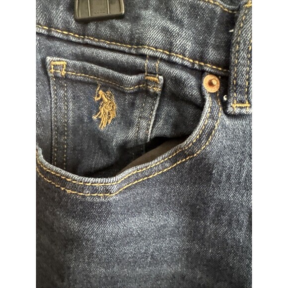 US Polo Assn. Straight Jeans Juniors 16 Blue Mid Rise Embroidered Logo Y2k - Picture 2 of 12